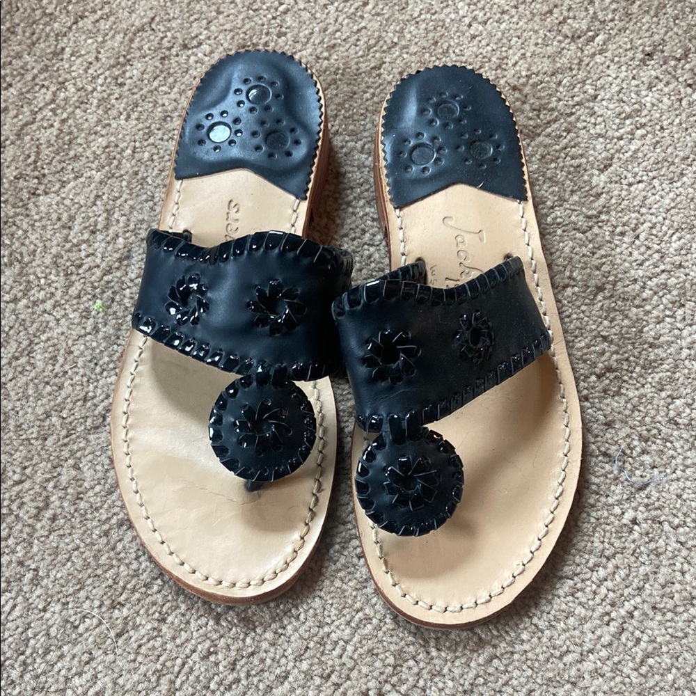 Jack Rogers Black Leather Women's Sandals